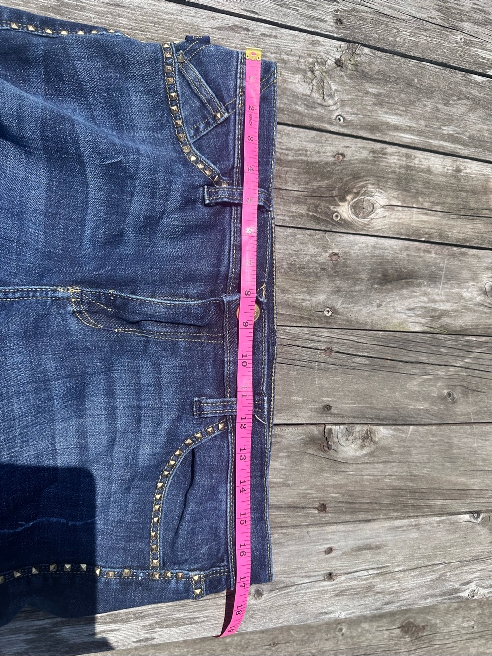Rock & Republic Kasandra Dark Blue Flare Jeans with Stud Trim Size 14 - Picture 11 of 12